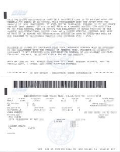 美国加州机动车辆验证登记卡pdf模板California Motor Vehicle Verification Registration Card PDF Template-帮司令
