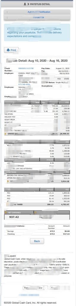 全球现金卡工资单模板