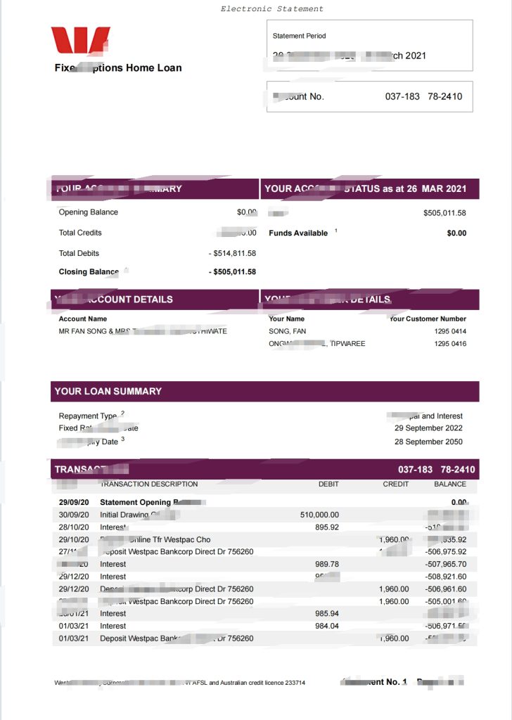 美国还房贷账单模板