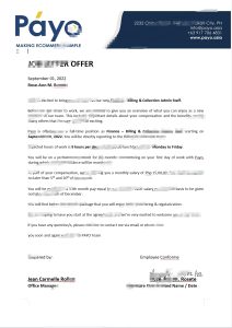 菲律宾电商公司工作邀请函Word模板Philippine e-commerce company job invitation letter Word template-帮司令