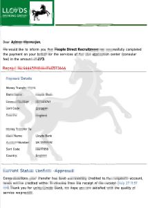 英国劳埃德银行付款收据模板（Word 和 PDF 格式）United Kingdom Lloyds Bank Payment Receipt Template in Word and PDF Format-帮司令