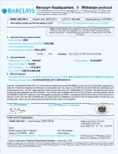 英国巴克莱银行付款收据模板（Word 和 PDF 格式）United Kingdom Barclays Payment Receipt Template in Word and PDF Format-帮司令