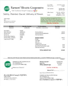 美国俄亥俄州农民电力合作社公用事业账单Word和PDF模板USA Ohio Farmers Electric Cooperative Utility Bill Word And PDF Template-帮司令