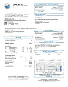 哈萨克斯坦阿斯塔纳苏阿纳西水电费账单Word和PDF模板Kazakhstan Astana Su Arnasy Utility Bill Word And PDF Template-帮司令