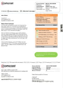 美国犹他州康卡斯特公用事业账单Word和PDF模板Utah Comcast Utility Bill Word and PDF Template-帮司令