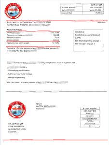 巴基斯坦奎达电力供应公司电费账单Word和PDF模板Pakistan Quetta Electricity Supply Company Electricity Bill Word and PDF Template-帮司令