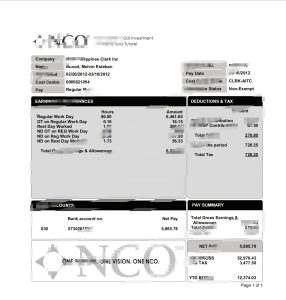 客服外包公司收入证明/工资账单PDF模板Customer Service Outsourcing Company Income Certificate/Salary Bill PDF Template-帮司令