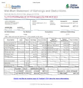 沃尔玛工作收入证明/工资账单PDF模板Walmart Work Income Certificate/Payroll Statement PDF Template-帮司令