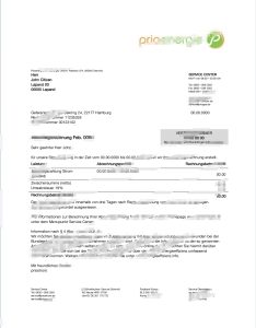 德国 Prioenergie 公用事业账单 Word 和 PDF 模板Germany Prioenergie Utility Bill Word And PDF Template-帮司令