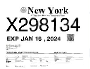 纽约临时车辆登记模板New York Temporary Vehicle Registration Template-帮司令