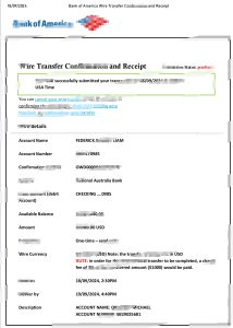 美国银行电汇确认和收据模板Bank of America Wire Transfer Confirmation and Receipt Template-帮司令
