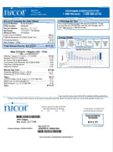 美国伊利诺伊州 Nicor 天然气公用事业账单 Word 和 PDF 模板-帮司令