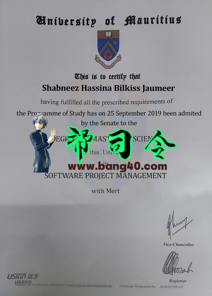 毛里求斯大学证书 PSD 模板
