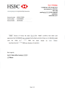 法国汇丰银行账户推荐信模板France HSBC Bank Account Reference Letter Template-帮司令