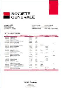 法国兴业银行对账单模板France Societe Generale Bank Statement Template-帮司令