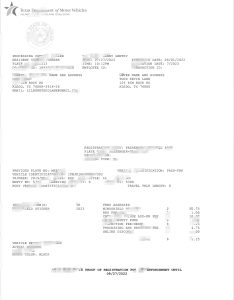 美国德克萨斯州车辆登记续期收据模板Texas USA Vehicle Registration Renewal Receipt Template-帮司令