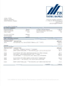 斯洛伐克 Tatra 银行对账单模板Slovakia Tatra Bank Statement Template-帮司令
