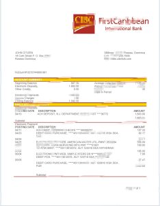 多米尼加 CIBC 第一加勒比国际银行对账单模板Dominica CIBC First Caribbean International Bank Statement Template-帮司令