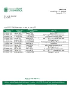 多米尼加国家银行多米尼加银行对账单模板Dominica National Bank Of Dominica Bank Statement Template-帮司令