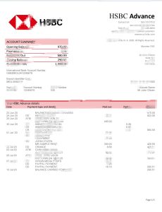 美国汇丰银行对账单模板USA HSBC Bank Statement Template-帮司令