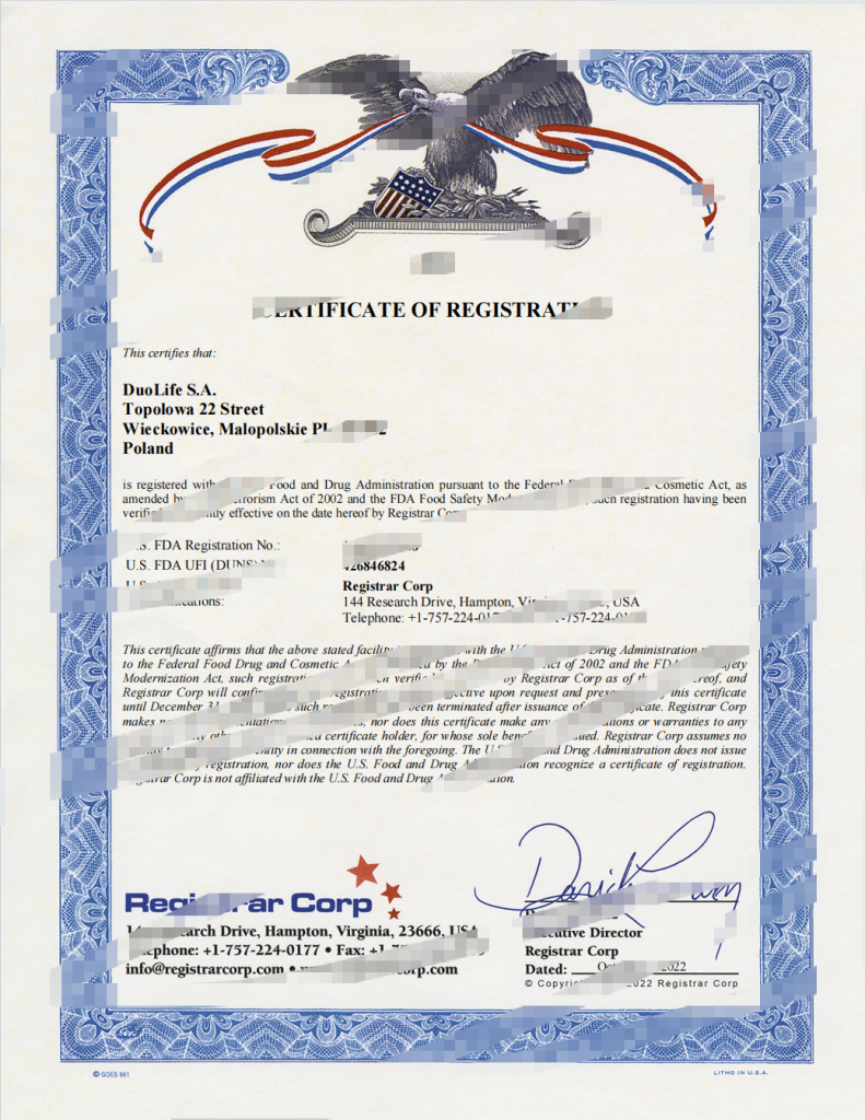 美国注册证书Word和PDF模板