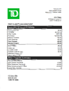美国道明银行信用卡账单Word和PDF模板USA TD bank Credit Card Statement Word And PDF Template-帮司令