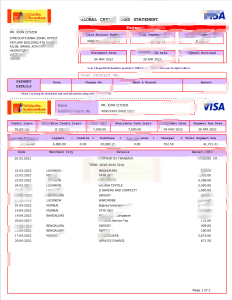美国辛迪加银行信用卡账单 Word 和 PDF 模板（3 页）USA Syndicate Bank Credit Card Statement Word And PDF Template (3 Pages)-帮司令