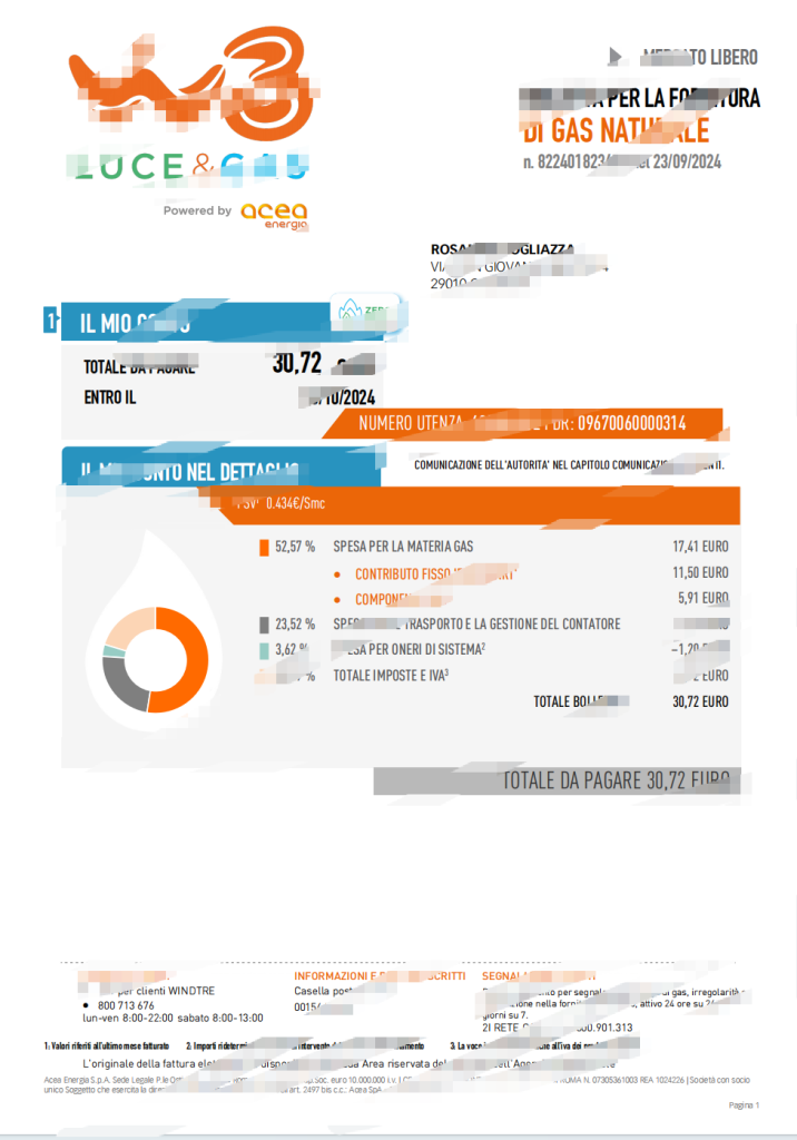 意大利天然气供应账单