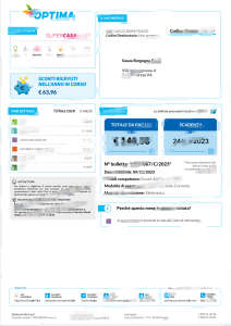 意大利 Optima 多功能公用事业账单模板（Word 和 PDF 格式）Italy Optima Multi-Utility Bill Template in word and pdf format-帮司令