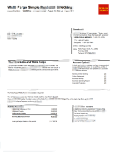 美国富国银行简单商业支票银行对账单 Word 和 PDF 模板(4 页)USA Wells Fargo Bank Simple Business Checking Bank Statement Word And PDF Template (4 Pages)-帮司令