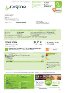 意大利索尔根尼亚电费单 word 和 pdf 格式模板Italy Sorgenia Electricity Bill Template in word and pdf format-帮司令
