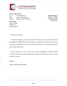 赤道几内亚 CCEI 银行贝宁银行推荐信模板Equatorial Guinea CCEI Bank Benin Bank Reference Letter Template-帮司令