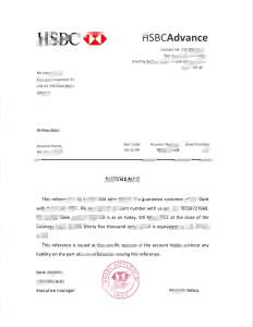 希腊汇丰银行推荐信模板Greece HSBC Bank Reference Letter Template-帮司令