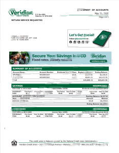 美国维瑞迪安信用社银行账户对账单模板 V2025United States Veridian Credit Union Bank Account Statement Template V2025-帮司令