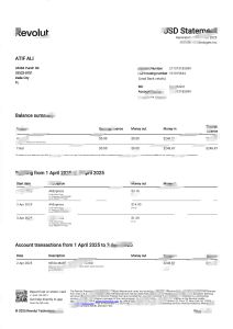 美国 Revolut 美元对账单模板（Word 和 PDF 格式）United States Revolut USD Statement Template in word and pdf format-帮司令