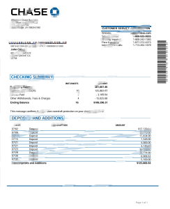 美国摩根大通银行对账单模板USA JP Morgan Chase Bank Statement Template-帮司令