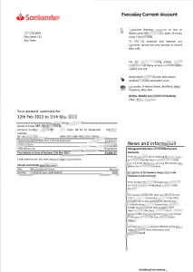 英国桑坦德银行对账单 Word 和 PDF 模板（3 页）版本 2United Kingdom Santander Bank Statement Word And PDF Template (3 Pages) Version 2-帮司令