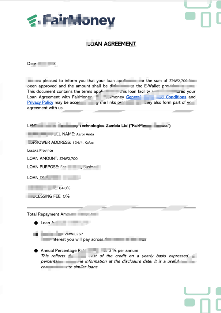 赞比亚公平货币贷款协议模板（Word 和 PDF 格式）
