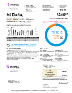 美国 Entergy 路易斯安那州可编辑水电费账单 Word 和 PDF 格式模板 4 页Editable utility bill template for Louisiana, USA (4 pages) in Word and PDF formats.-帮司令