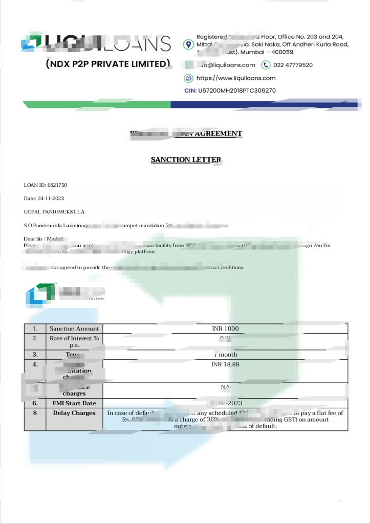 印度 LIQUILOANS 个人贷款协议模板（Word 和 PDF 格式）