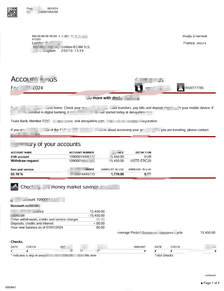 Derayah 账户对账单 word和pdf格式模板