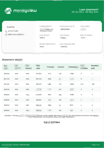 印度 Moneyview 贷款结算单模板（Word 和 PDF 格式）India moneyview Loan Statement Template in word and pdf format-帮司令