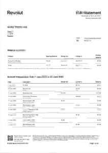 立陶宛 Revolut 账户对账单模板(Word 和 PDF 格式)Lithuania Revolut Account Statement Template in word and pdf format-帮司令