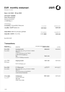 立陶宛 ZEN 欧元月度报表模板（Word 和 PDF 格式）Lithuania ZEN EUR Monthly Statement Template in word and pdf format-帮司令