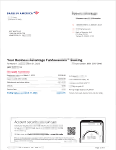 美国银行商业优势银行对账单模板（Word 和 PDF 格式）Bank of America Business Advantage Banking Statement Template in word and pdf format-帮司令