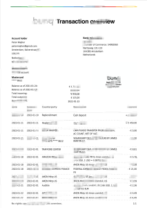 荷兰bunq账户报表模板，Word和PDF格式Bunq Netherlands account report template, in Word and PDF formats-帮司令