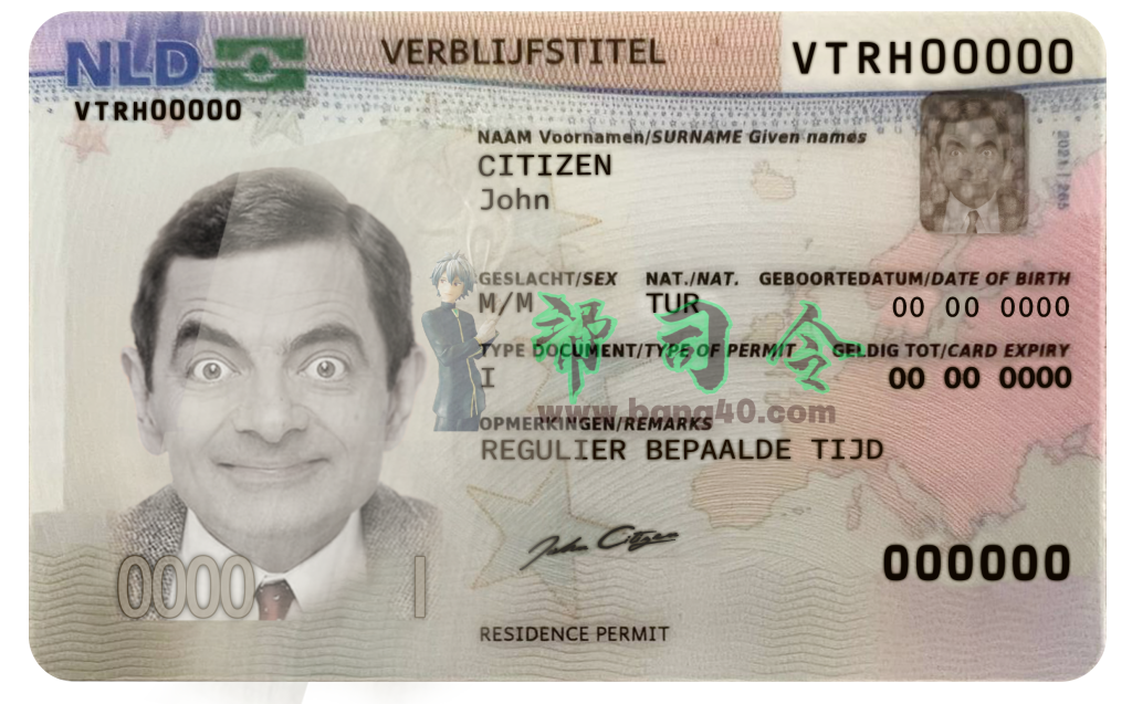 荷兰居留许可卡 PSD 模板