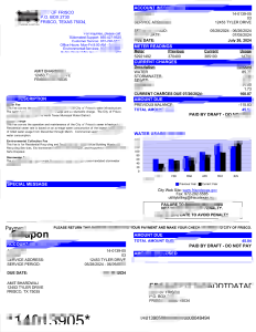 美国弗里斯科市公用事业账单模板（Word 和 PDF 格式）United States City of Frisco Utility Bill Template in word and pdf format-帮司令