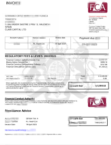 英国金融行为监管局监管费用和征费发票模板UK Financial Conduct Authority Regulatory Fees and Levies Invoice Template-帮司令