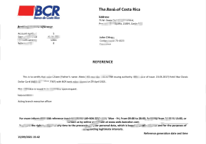 哥斯达黎加银行 哥斯达黎加银行账户推荐信模板Costa Rica The Bank Of Costa Rica Bank Account Reference Letter Template-帮司令